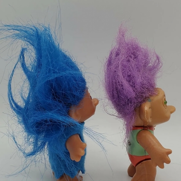 Vintage Trolls Purple Hair & Blue Hair 1992, 2005. Troll Pencil Tops New Gen. - Picture 3 of 10